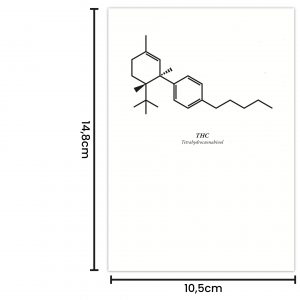 Postkarte "chemisches Symbol THC" - A6 mit Maßen